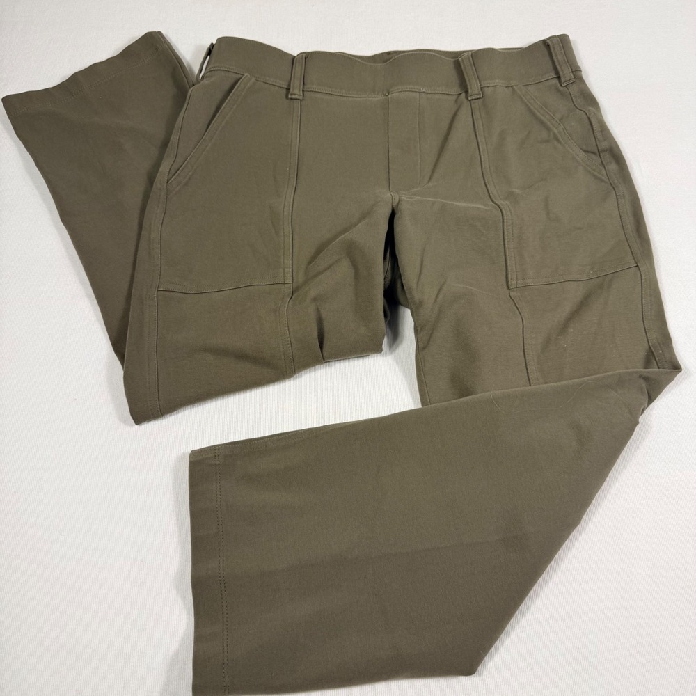 Lands End Cropped Starfish Pants M/P 10-12 Olive Straight Leg Stretch Pull On